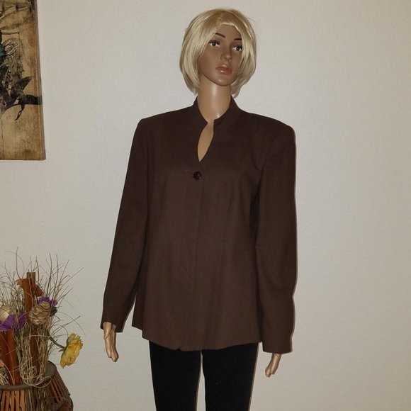 Marisa Minicucci wool brown blazer jacket women's size 12 - Picture 2 of 9